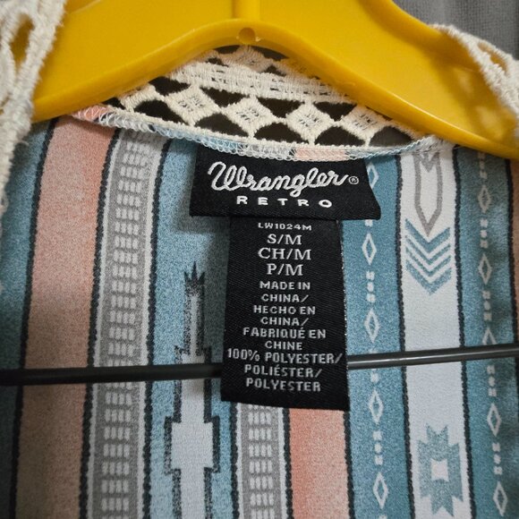 Wrangler Retro Multicolor Aztec Size S EUC Long Duster Kimono Western Boho - Picture 3 of 6